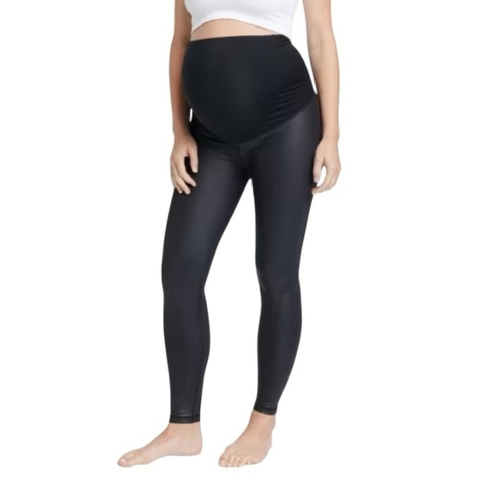 New Isabel Maternity High Gloss Maternity Leggings Black Size XL NWT